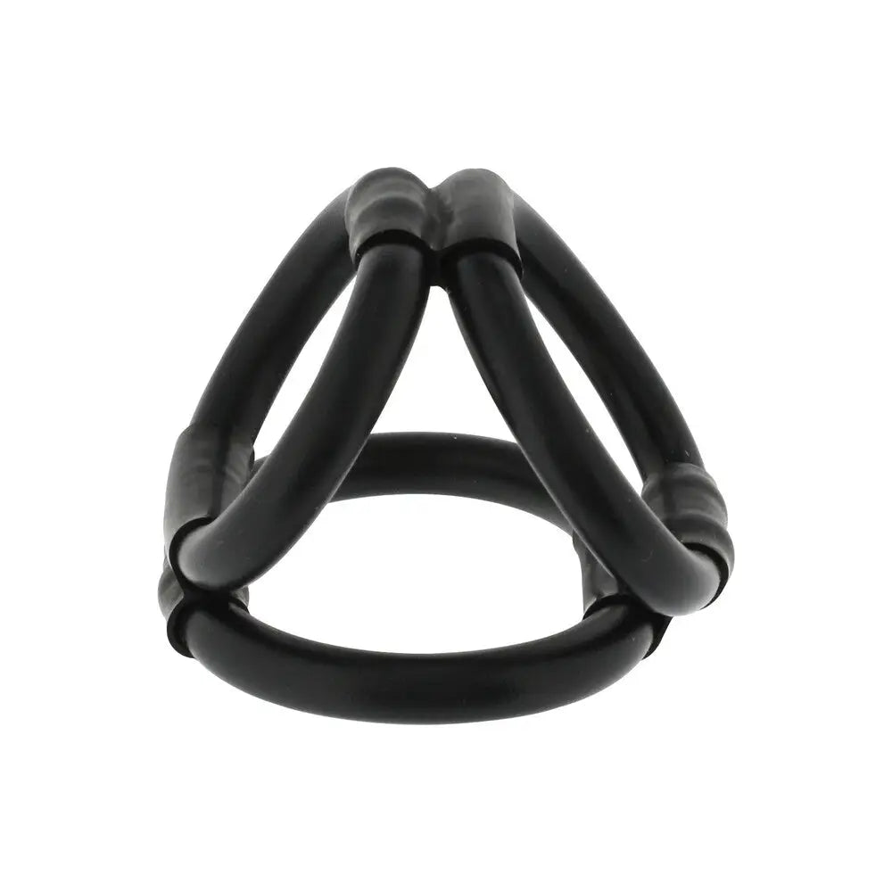 Seven creations rubber black male triple cock ring - peaches and screams