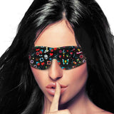 Shots leather black printed eye mask with elastic straps - peaches and screams