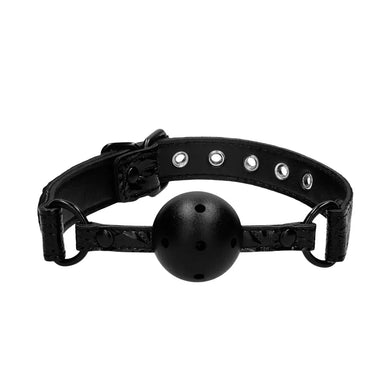 Shots Toys Breathable Black Bondage Mouth Ball Gag With Adjustable Straps - Peaches and Screams