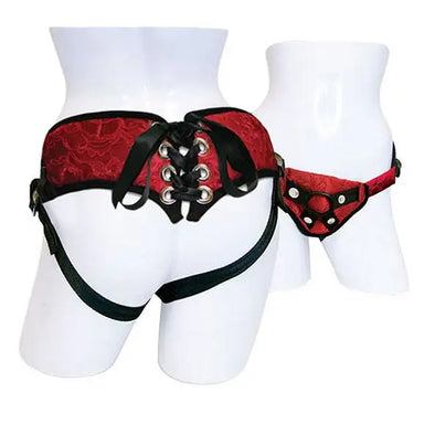 Sportsheets Sexy Red Lace Strap-on Harness With Metal O-rings - Peaches and Screams