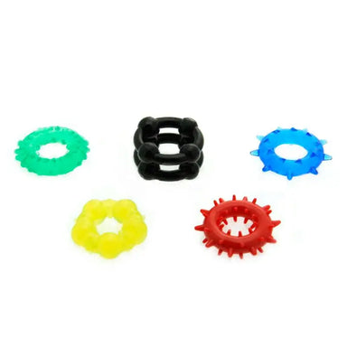 You2toys Multi-coloured Set Of 5 Stretchy Love Cock Rings For Men - Peaches and Screams