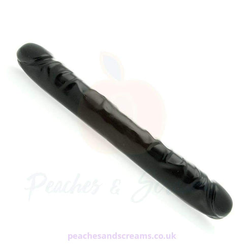 12-INCH BLACK LARGE FLEXIBLE PENIS-SHAPED, DOUBLE-ENDED DILDO