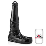13 inch army boot shaped massive black dildo 3 inch girth - peaches and screams