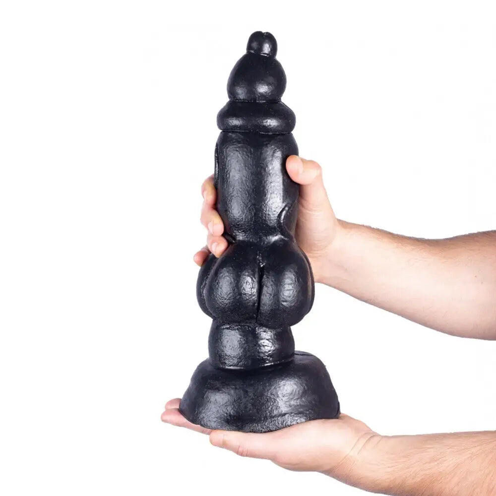 13 inch black massive realistic dildo with suction cup - peaches and screams