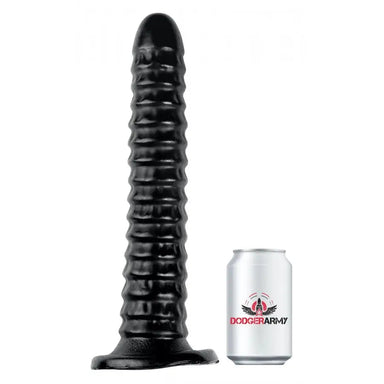 14-inch Massive Black Ridged Black Dildo With Suction Cup - Peaches and Screams