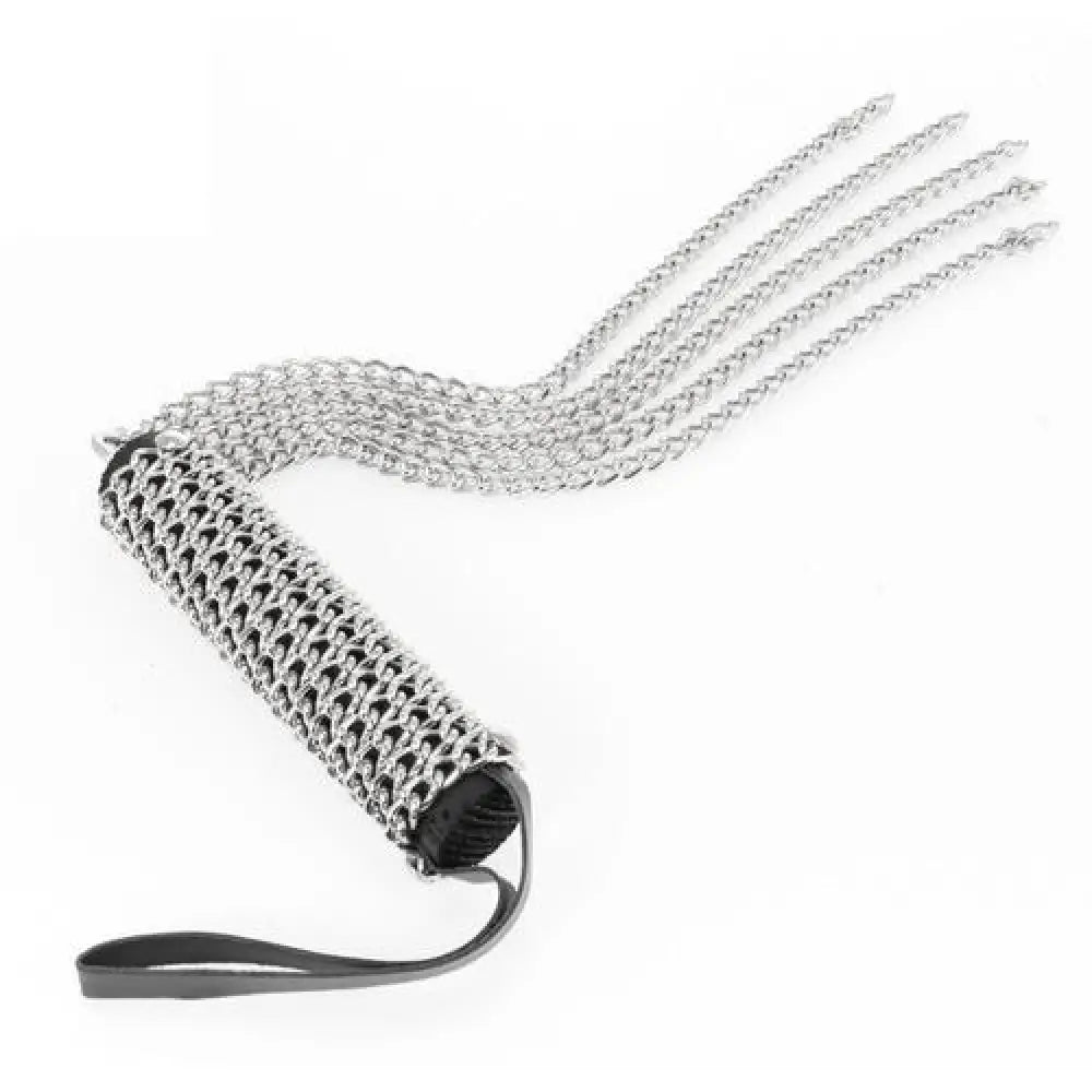 18.5 Inch Stainless Steel Silver Chain Whip with 5 Tails - Peaches and Screams