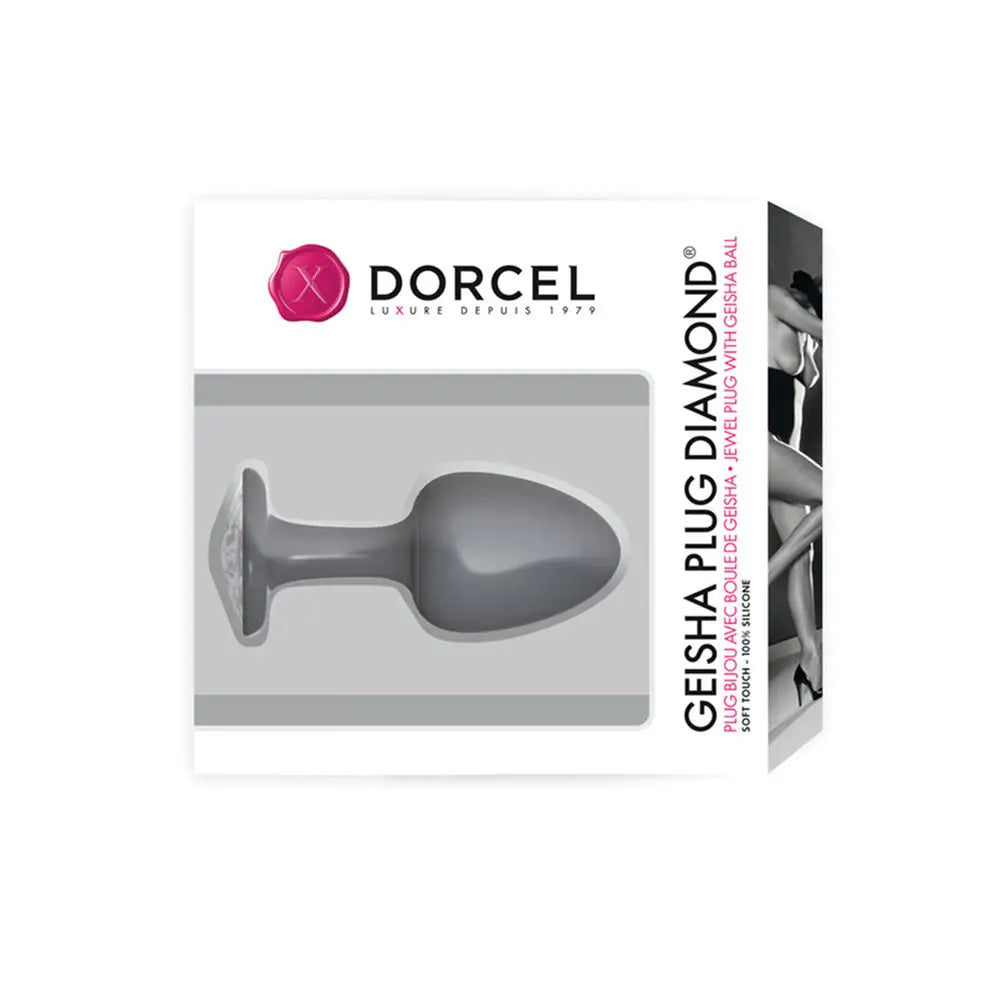 3 - inch Dorcel Silicone Black Medium Butt Plug With Gem - Peaches and Screams
