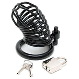 3 inch rimba black metal chastity device with padlock - peaches and screams