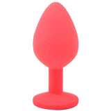 3 inch silicone red medium jewelled butt plug diamond base - peaches and screams