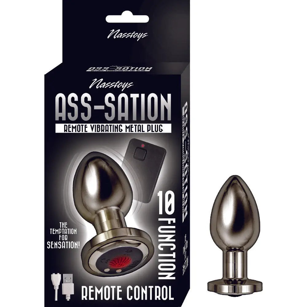 3-inch stainless steel black rechargeable vibrating butt plug - peaches and screams