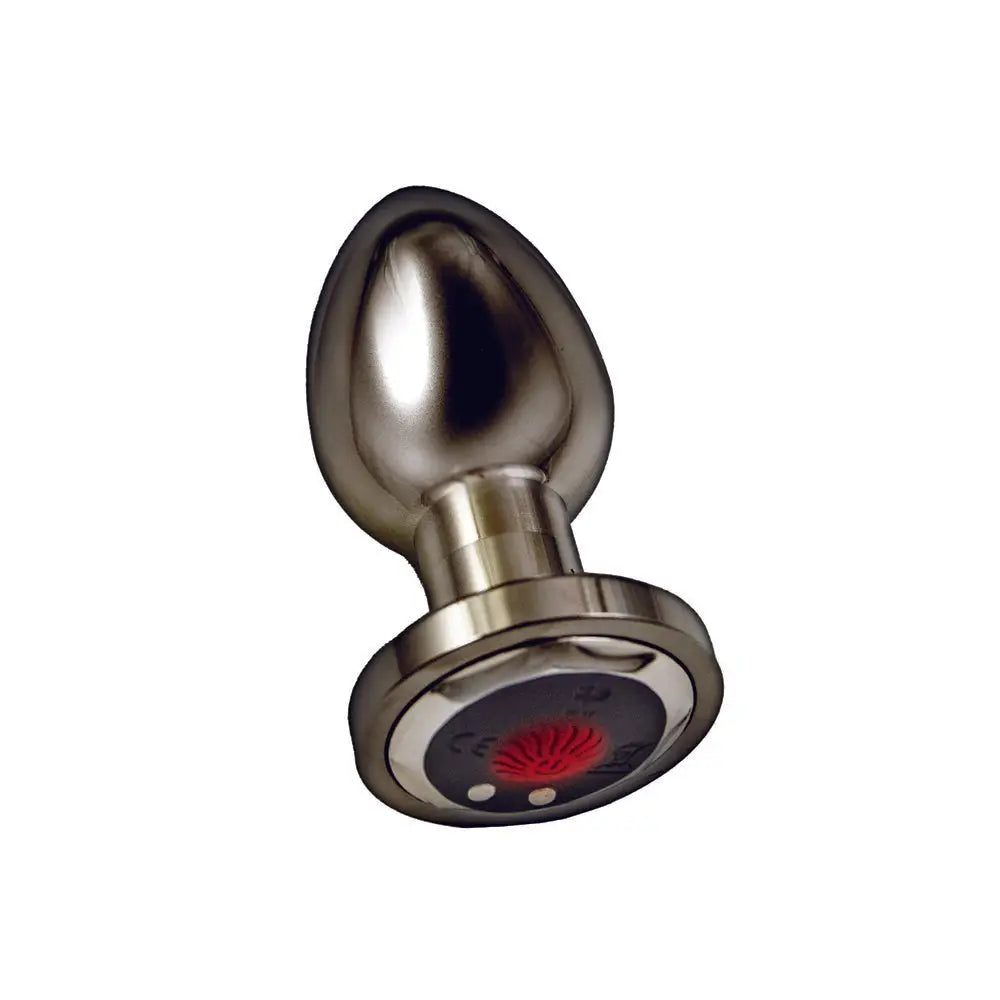 3-inch stainless steel black rechargeable vibrating butt plug - peaches and screams