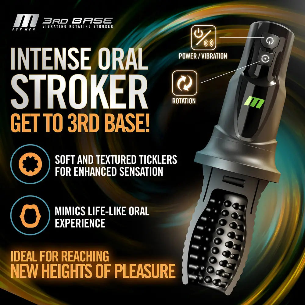 3rd base vibrating rotating masturbator for men - peaches and screams