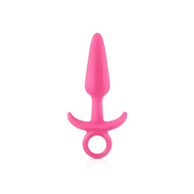 4.3-inch Ns Novelties Silicone Pink Small Butt Plug with Finger Loop - Peaches and Screams