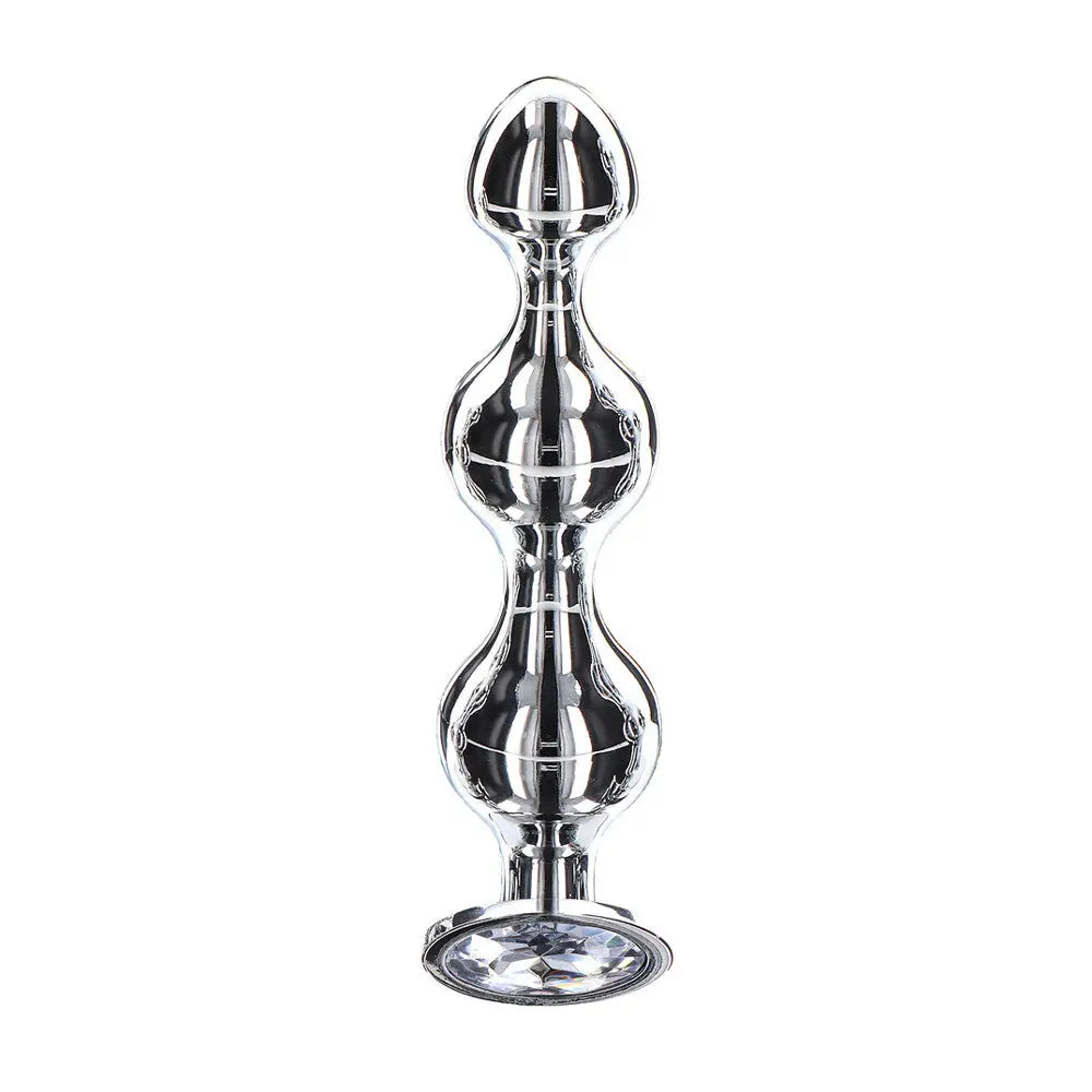 4.5 - inch Toy Joy Stainless Steel Metal Medium Diamond Anal Beads - Peaches and Screams