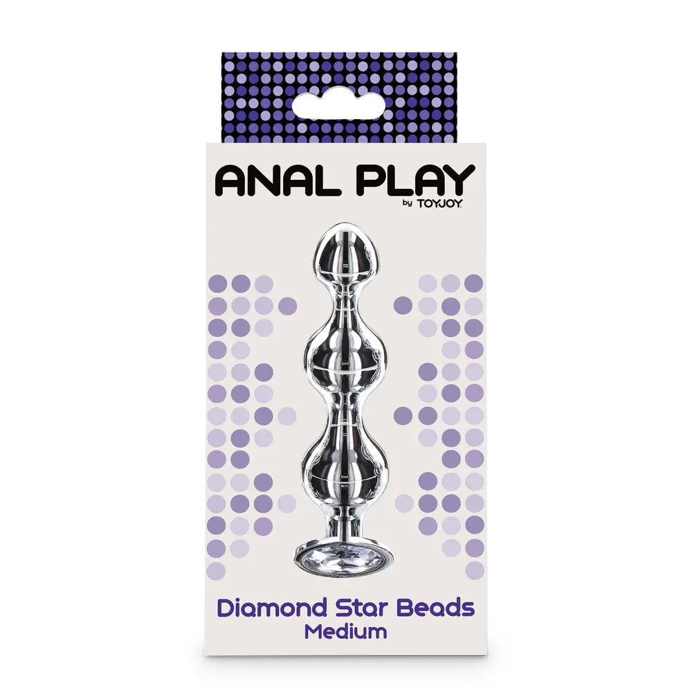 4.5-inch Toy Joy Stainless Steel Metal Medium Diamond Anal Beads - Peaches and Screams