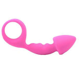 4 inch silicone pink bendable butt plug with retrieval ring - peaches and screams