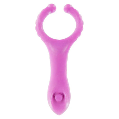 4 - inch Toyjoy Silicone Pink Vibrating Cock Ring With Clit Stim - Peaches and Screams