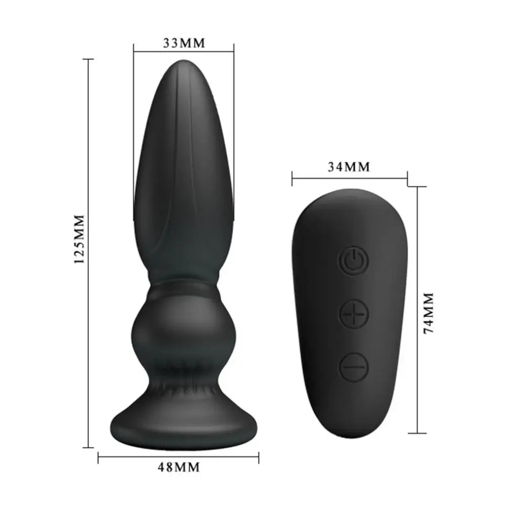 5-inch silicone black powerful rechargeable vibrating butt plug - peaches and screams