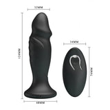 5 inch silicone black powerful waterproof vibrating butt plug - peaches and screams