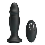 5 inch silicone black powerful waterproof vibrating butt plug - peaches and screams