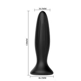 5 inch silicone black waterproof rechargeable vibrating plug - peaches and screams