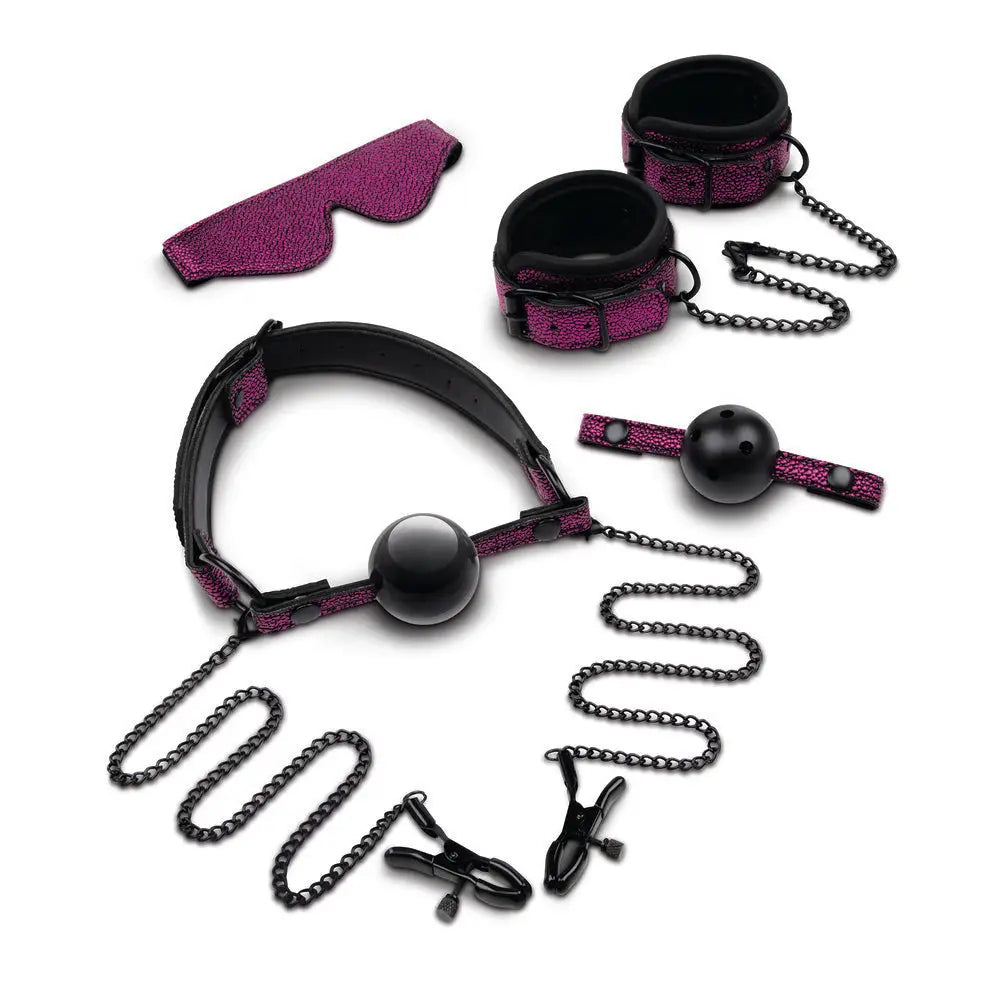 5 piece dragonskin bondage set with faux leather lining - peaches and screams