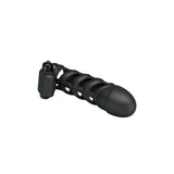 6.5 inch silicone black multi speed vibrating penis sleeve - peaches and screams