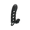 6.5 inch silicone black multi speed vibrating penis sleeve - peaches and screams