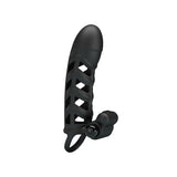 6.5 inch silicone black multi speed vibrating penis sleeve - peaches and screams
