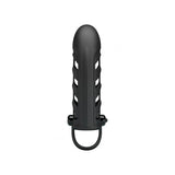 6.5 inch silicone black multi speed vibrating penis sleeve - peaches and screams