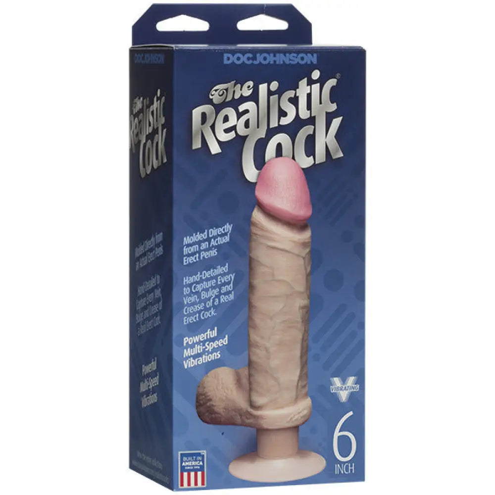 6-inch Flesh Brown Vibrating Realistic Dildo with Suction Cup - Peaches and Screams
