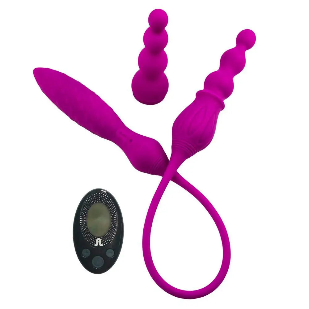 6 - inch Pink Rechargeable Vibrating Double - ended Dildo With Remote Control - Peaches and Screams
