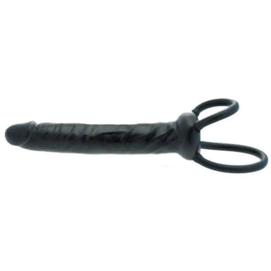 6-inch You2toys Black Dildo with Cock Ring - Peaches and Screams