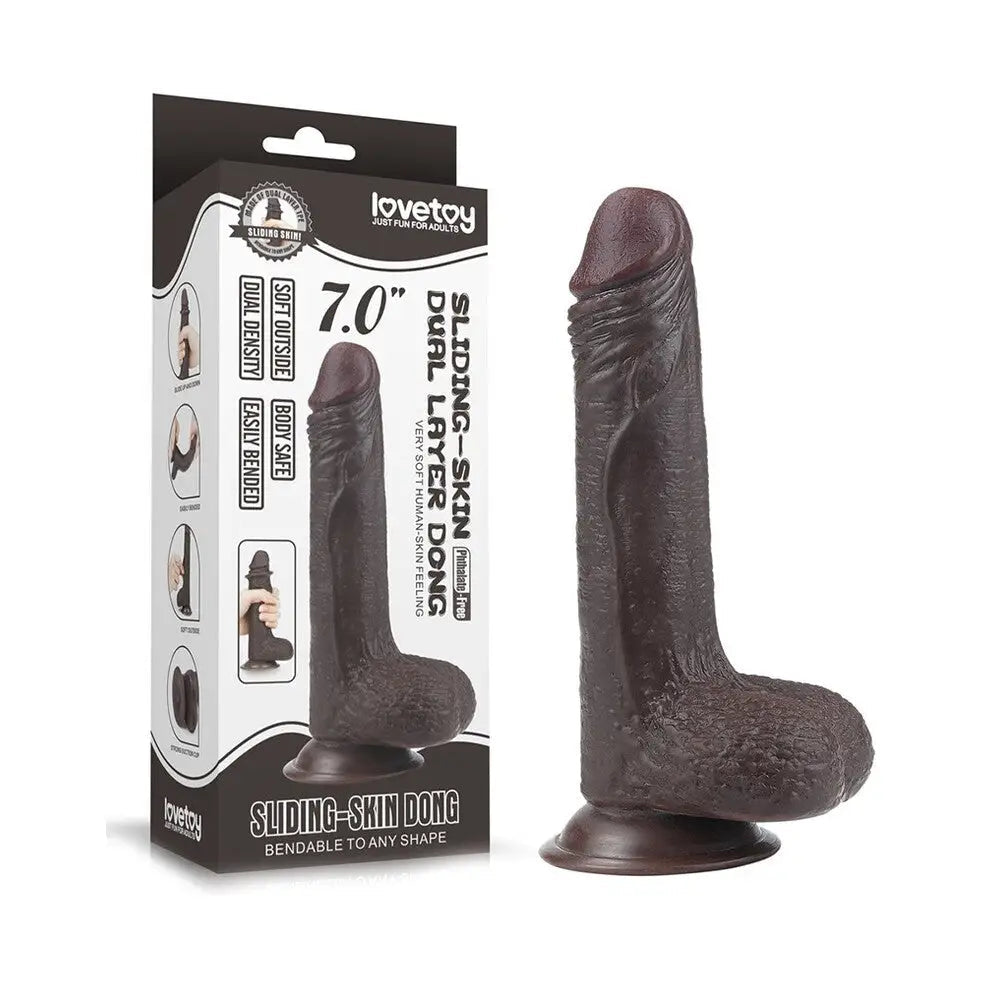 7-inch Flesh Brown Rubber Realistic Dildo With Suction Cup - Peaches and Screams