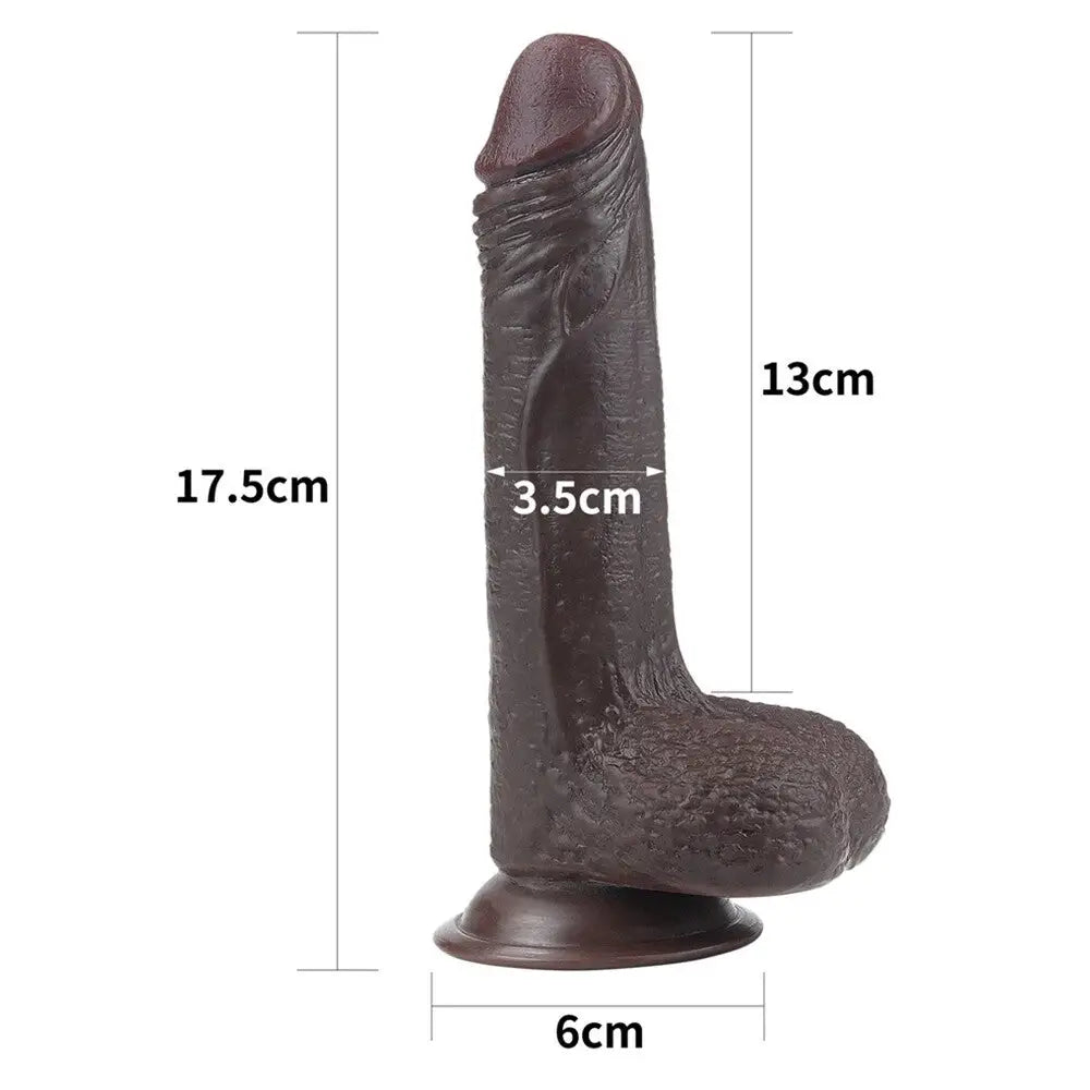 7-inch Flesh Brown Rubber Realistic Dildo With Suction Cup - Peaches and Screams