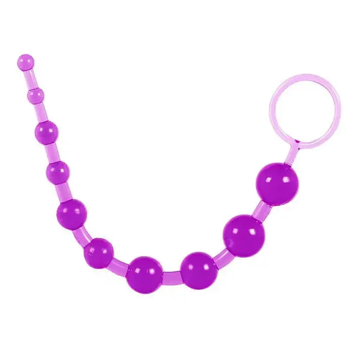7-inch Toy Joy Purple Jelly Anal Beads with Finger Loop - Peaches and Screams