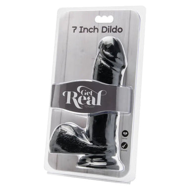 8.25 - inch Doc Johnson Pvc Black Realistic Dildo With Suction Cup - Peaches and Screams