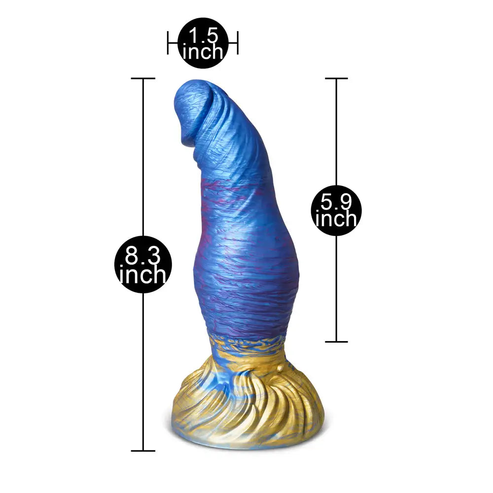 8.3 - inch Silicone Blue Alien Dildo With Suction Cup - Peaches and Screams