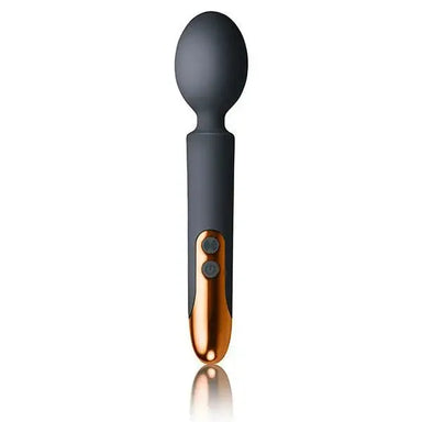 8.5-inch Rocks Off Silicone Black Rechargeable Magic Wand Massager - Peaches and Screams