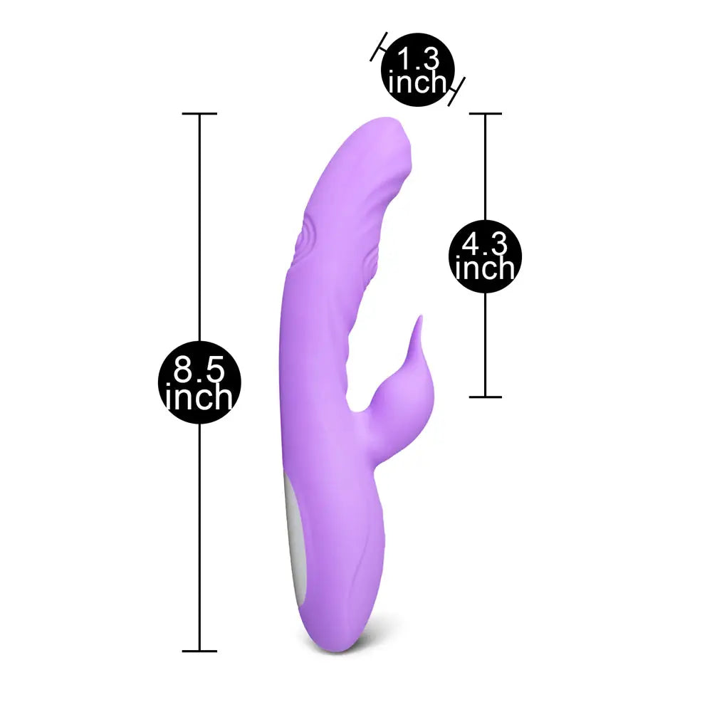 8.7-inch Silicone Purple Rechargeable Multi-speed Rabbit Vibrator - Peaches and Screams