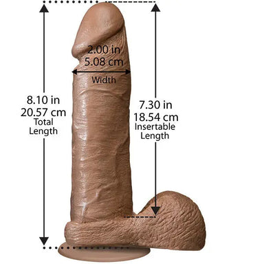 8 - inch Doc Johnson Flesh Brown Realistic Dildo With Suction Cup - Peaches and Screams