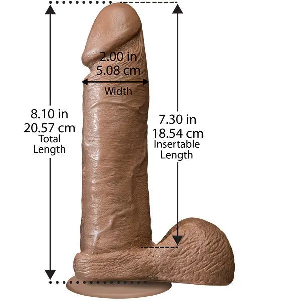 8-inch Doc Johnson Flesh Brown Realistic Dildo With Suction Cup - Peaches and Screams