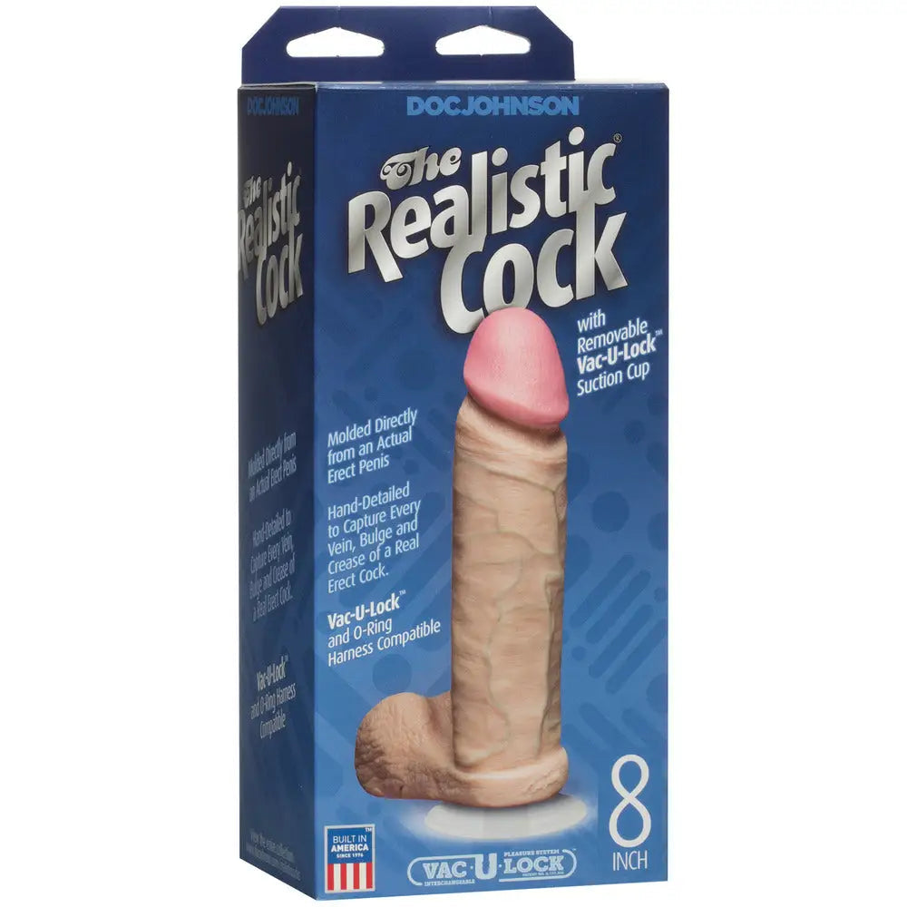 8-inch Doc Johnson Flesh Pink Large Realistic Dildo With Suction Cup - Peaches and Screams