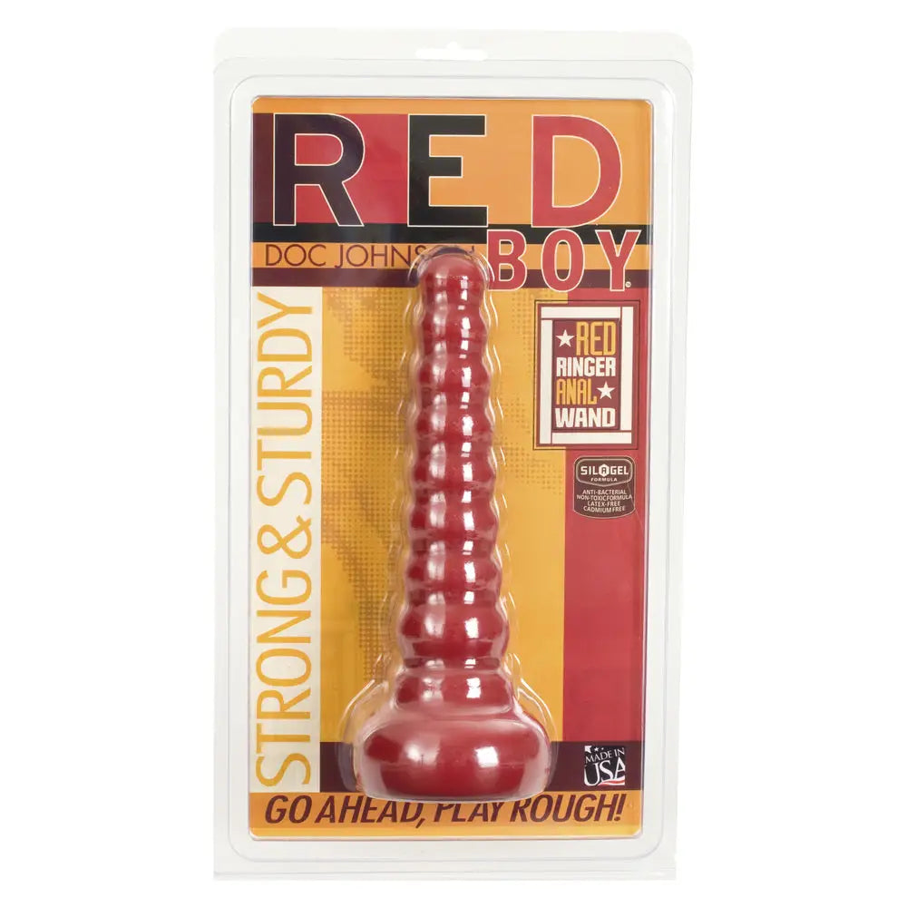 8 - inch Doc Johnson Pvc Red Large Butt Plug - Peaches and Screams