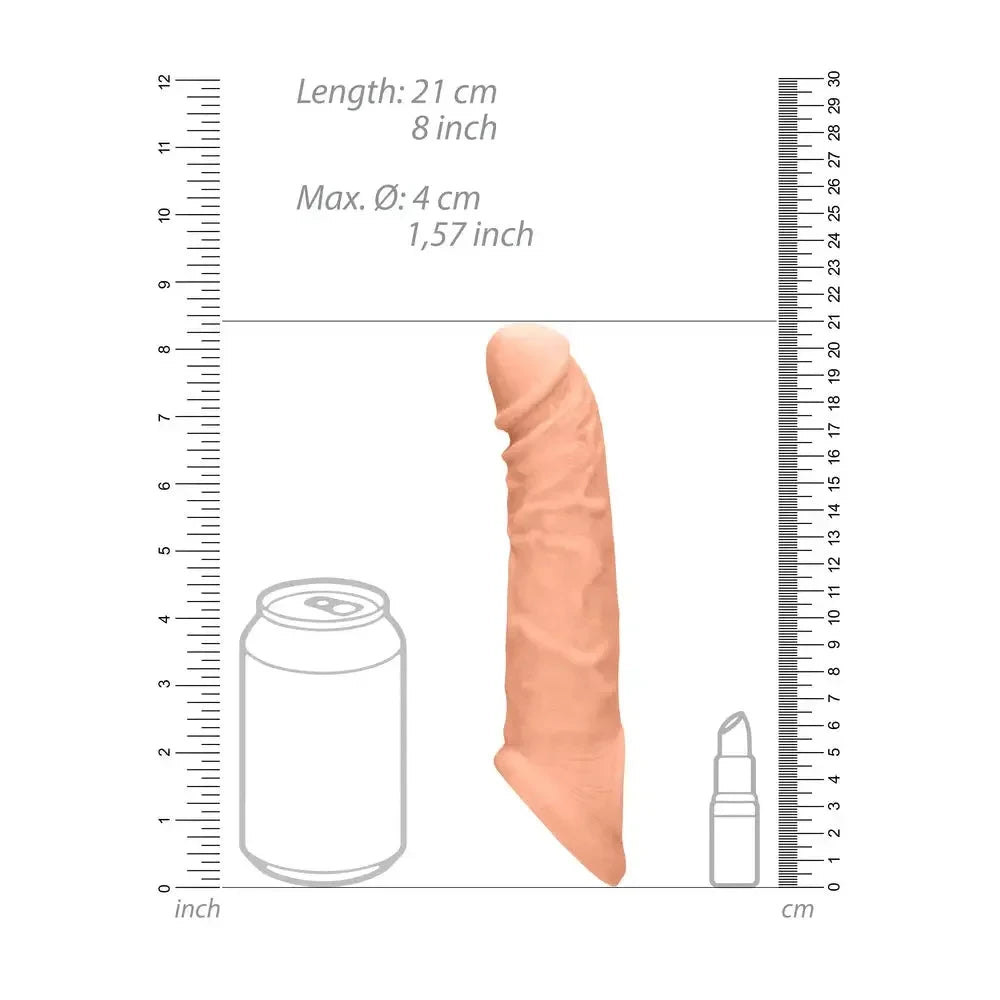 8-inch Shots Toys Flesh Pink Penis Sleeve with Vein Details for Him - Peaches and Screams