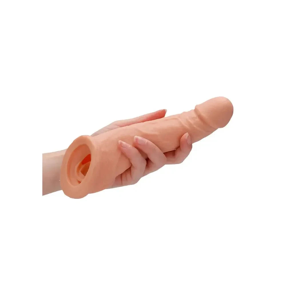 8-inch Shots Toys Flesh Pink Penis Sleeve with Vein Details for Him - Peaches and Screams