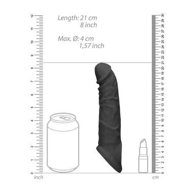 8-inch Shots Toys Rubber Black Penis Sleeve For Him - Peaches and Screams
