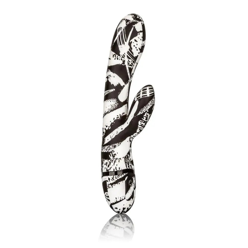 8-inch silicone black extra powerful rabbit vibrator - peaches and screams