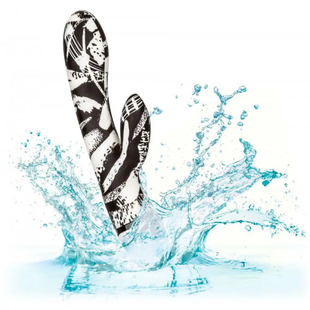 8-inch silicone black extra powerful rabbit vibrator - peaches and screams