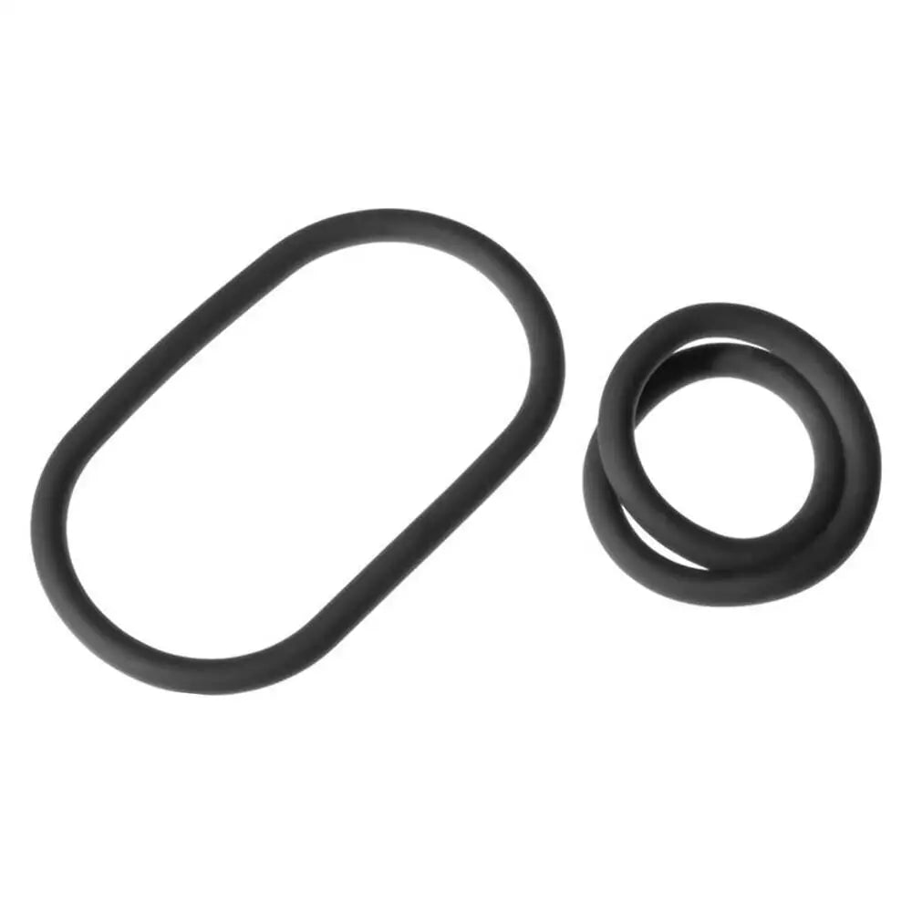 9-inch perfect fit silicone black cock ring set of 2 - peaches and screams